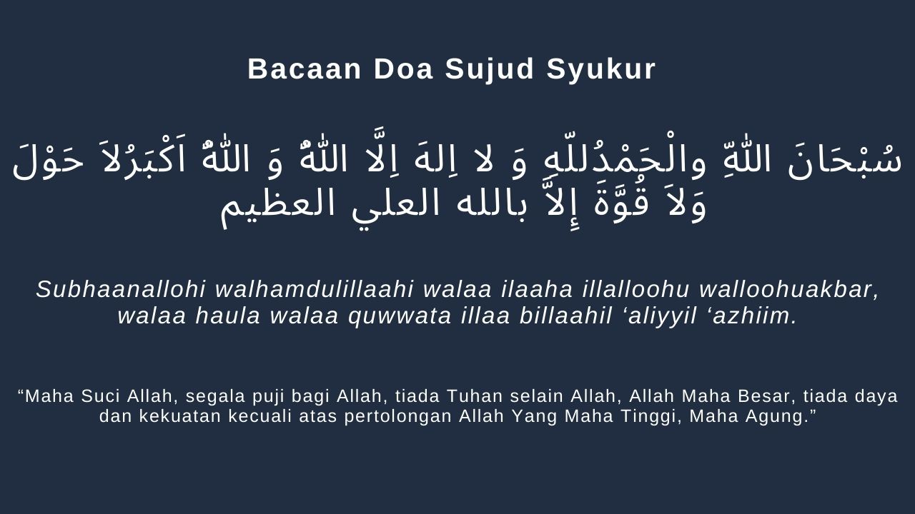 Bacaan Doa Sujud Syukur ketika Posisi Sujud