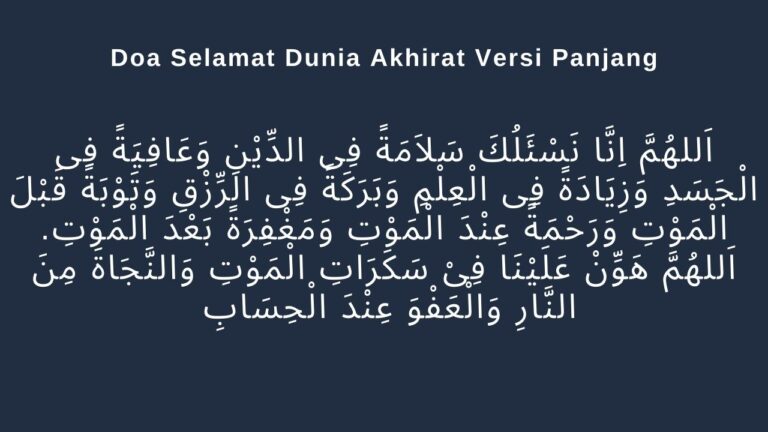 Bacaan Doa Selamat Dunia Akhirat Pendek, Panjang, Arab & Latin