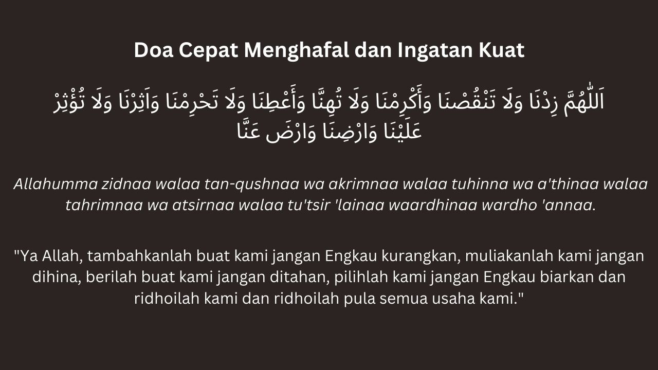 Doa agar Cepat Menghafal dan Mengingat