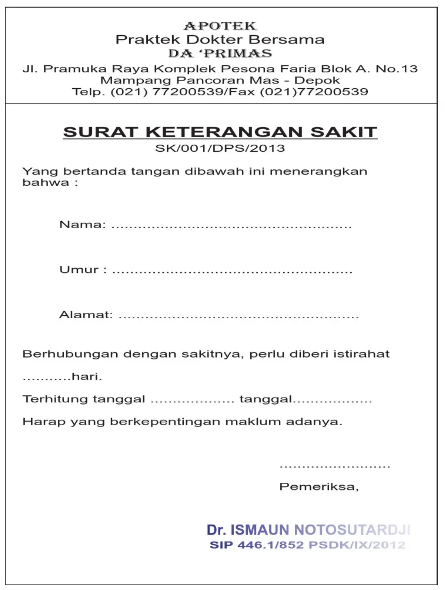 1. Surat Dokter Asli