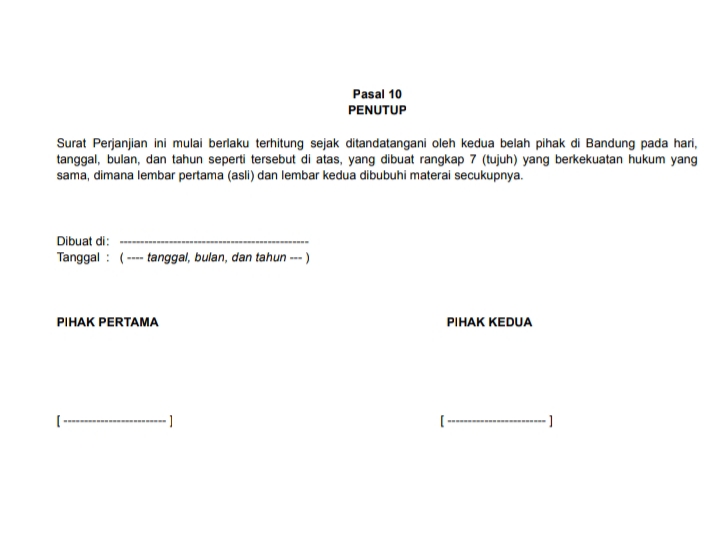 Contoh Dokumen Perjanjian Kerjasama Bisnis Real Estate atau Kontraktor 4