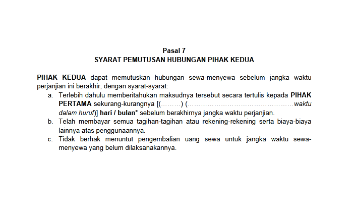 Format Surat Perjanjian Kontrak Rumah 8