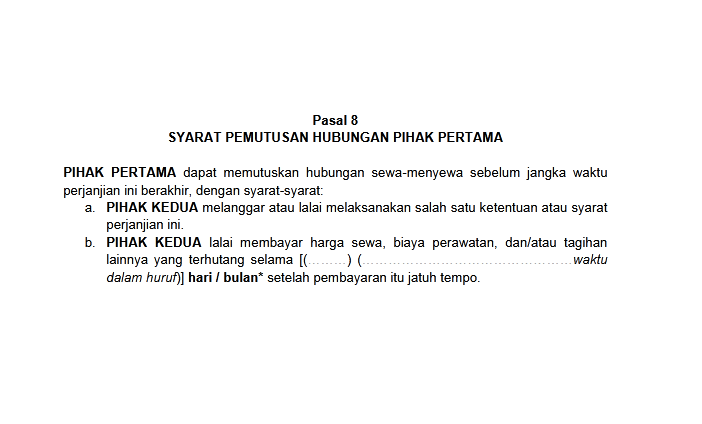 Format Surat Perjanjian Kontrak Rumah 9