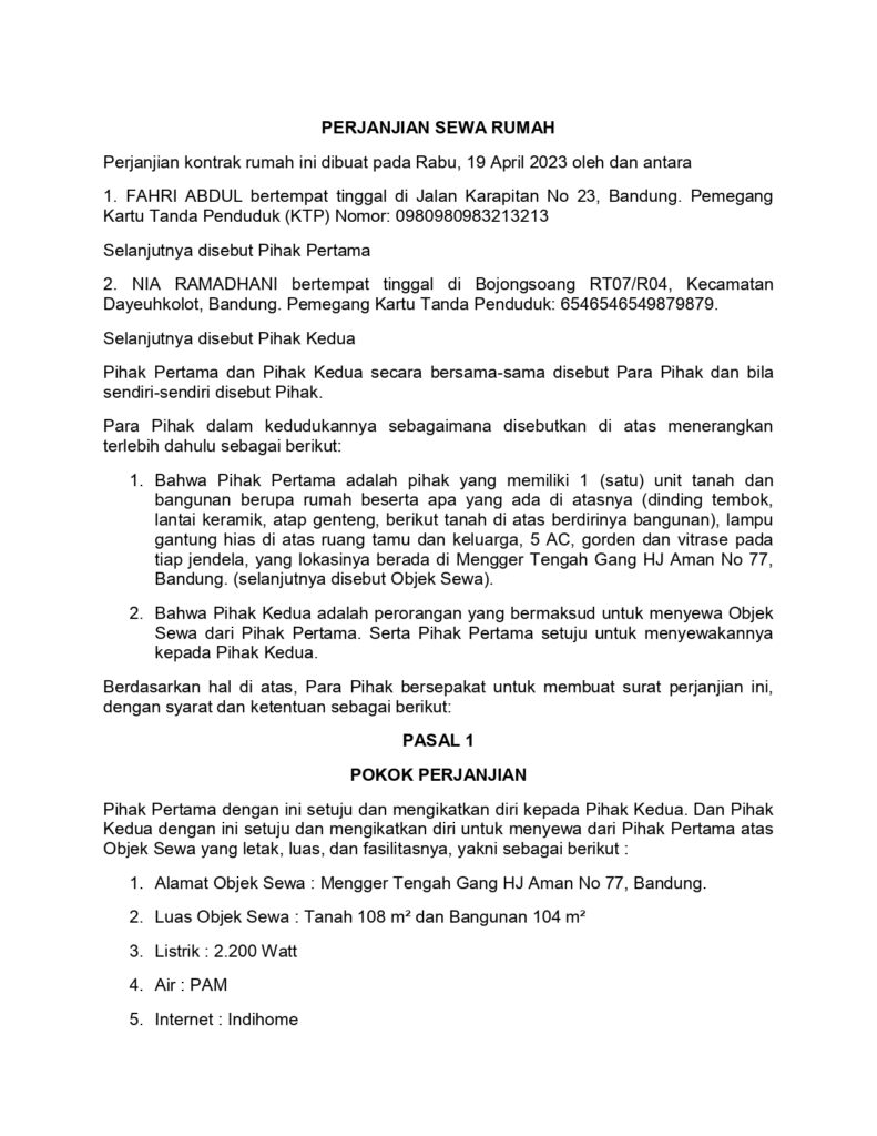 PERJANJIAN SEWA RUMAH page 0001