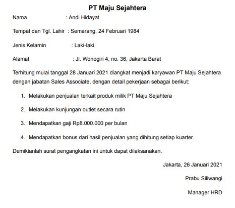 surat keputusan pengangkatan jabatan tertentu 2