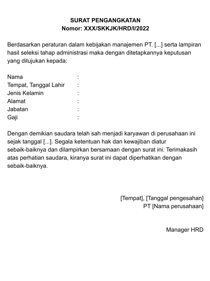 surat keputusan pengangkatan karyawan 3