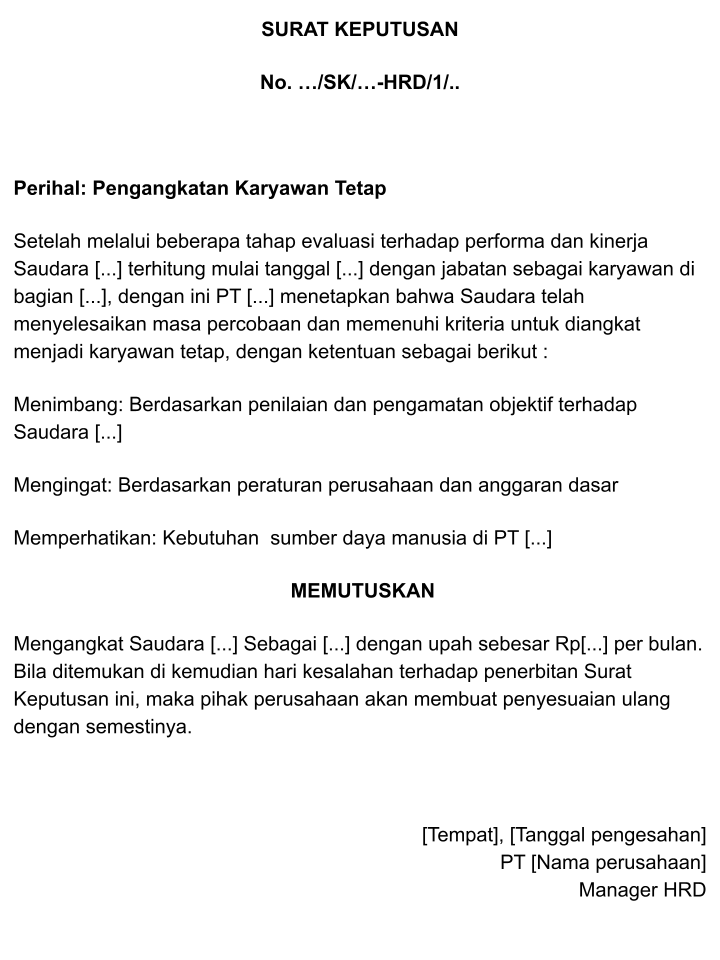 surat keputusan pengangkatan karyawan tetap 2