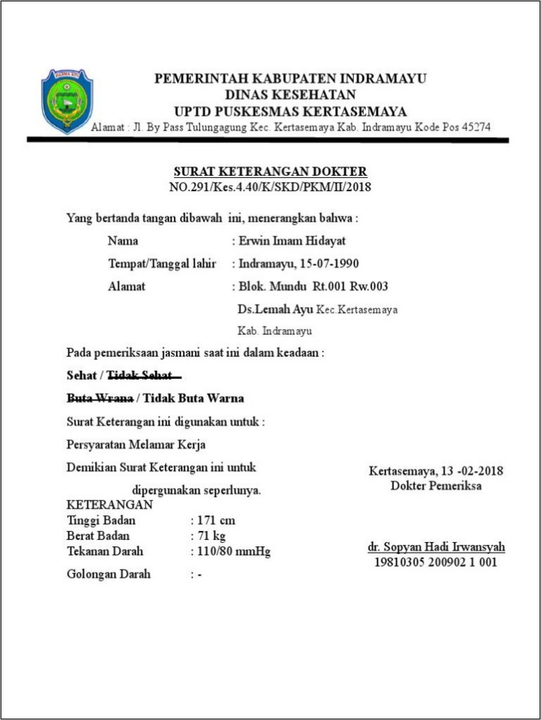 surat keterangan sehat untuk melamar kerja 2