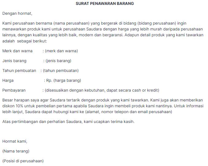 surat penawaran barang 1