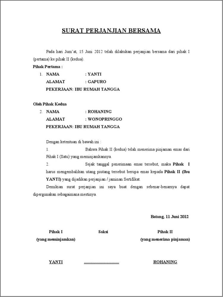 Cara Membuat Surat Perjanjian Hutang Piutang Sederhana And Contohnya