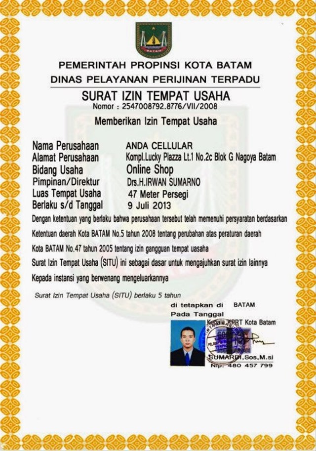 Contoh SITU Bisnis Online