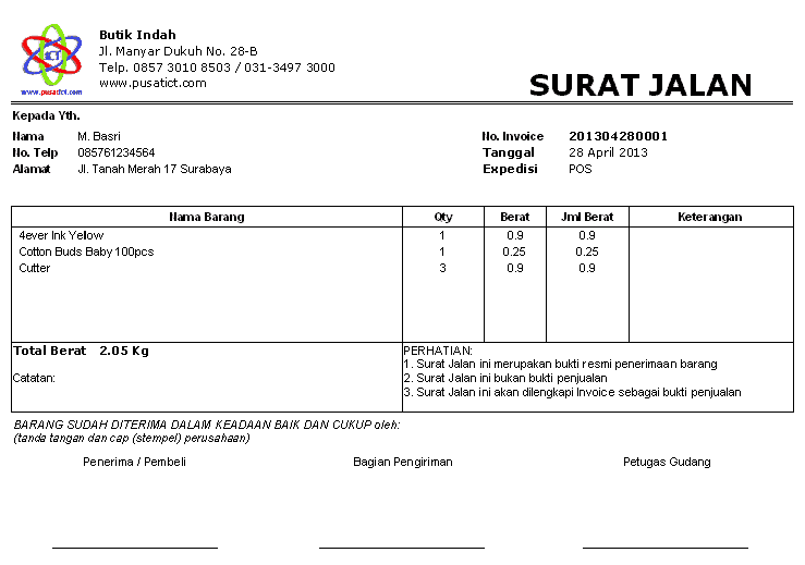 Surat Jalan Barang untuk Bisnis Produk Perlengkapan Bayi