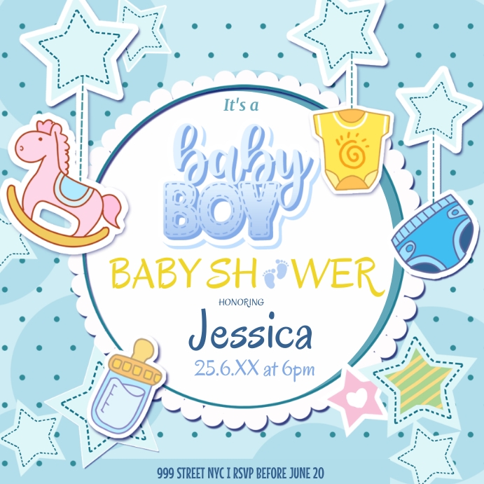 Undangan Baby Shower Bertema Biru