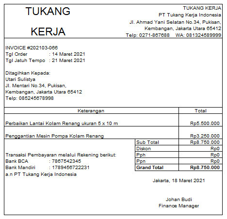 Contoh Invoice Penagihan 1