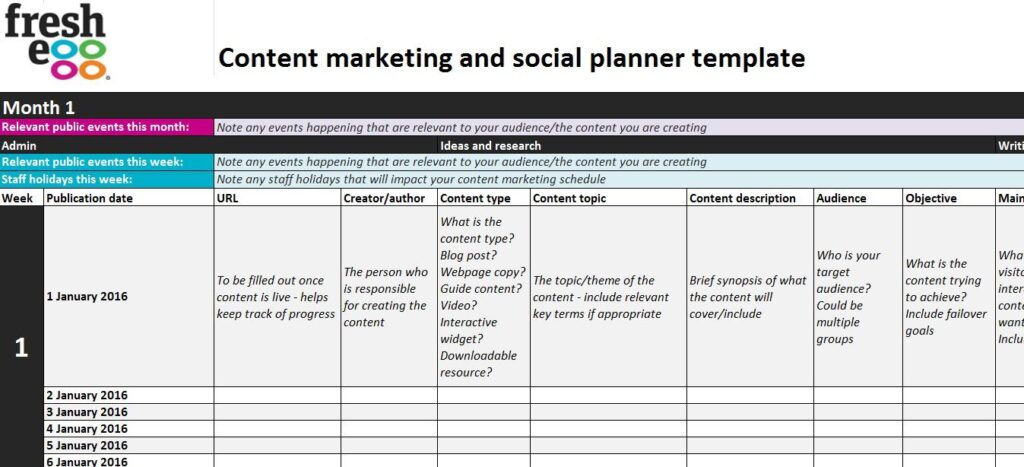 5. Template Content Plan 2