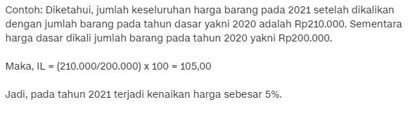 Contoh soal dan jawaban menghitung indeks dengan metode Laspeyres