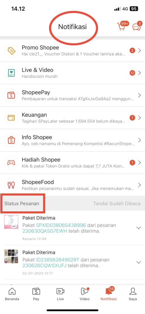 Status Pesanan 1