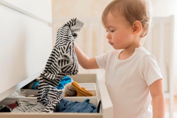 Anak Meletakkan Baju Kotor di Tempatnya