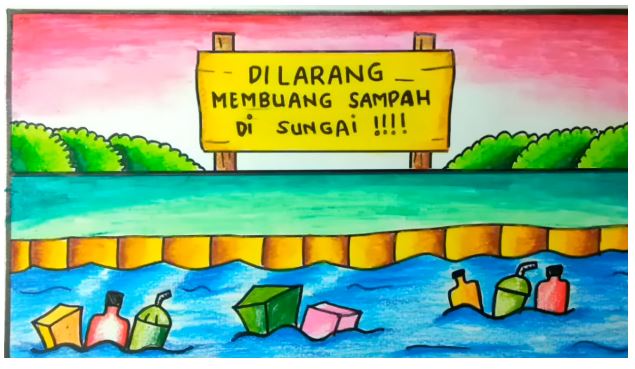 Poster Dilarang Membuang Sampah di Sungai