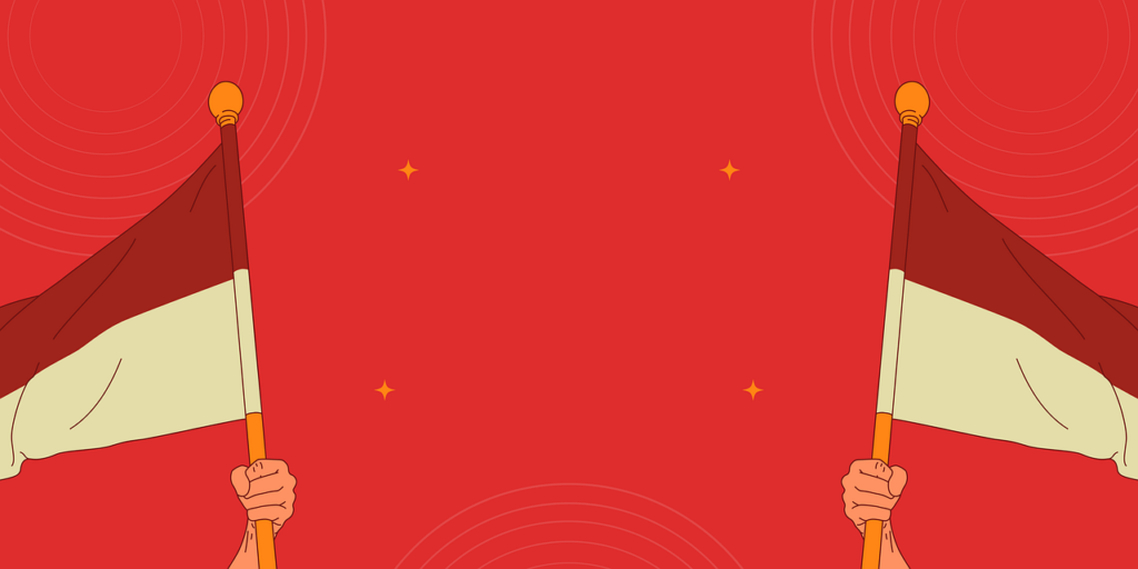 Tangan memegang bendera Indonesia