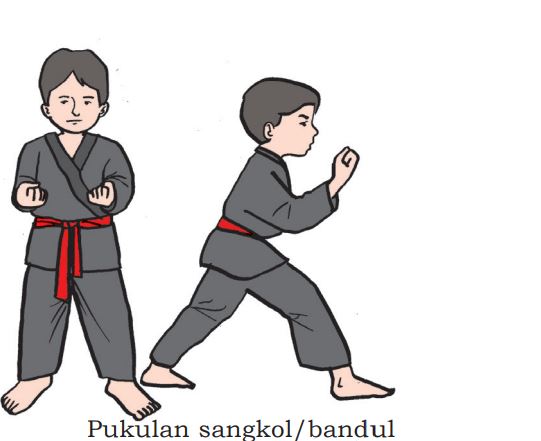 Ilustrasi gerakan pukulan bandul pencak silat 