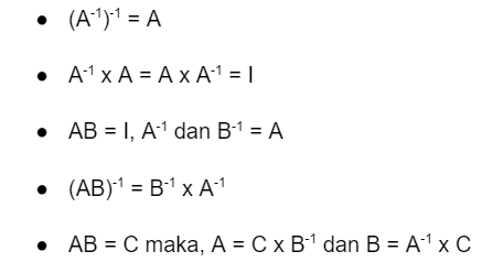 Sifat-Sifat Matriks Invers