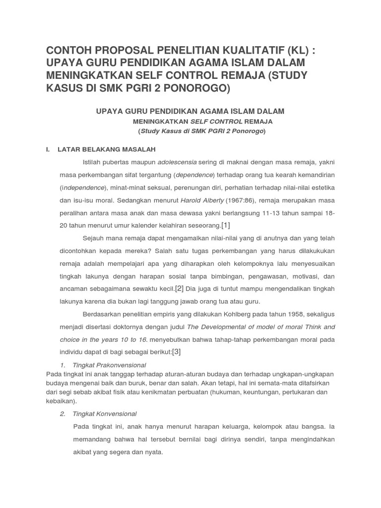 Contoh Proposal Penelitian Kualitatif 