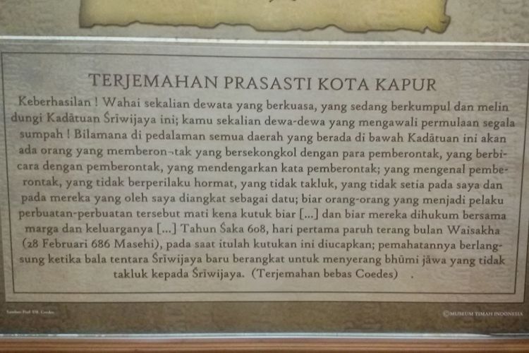 Terjemahan Prasasti Kota Kapur 