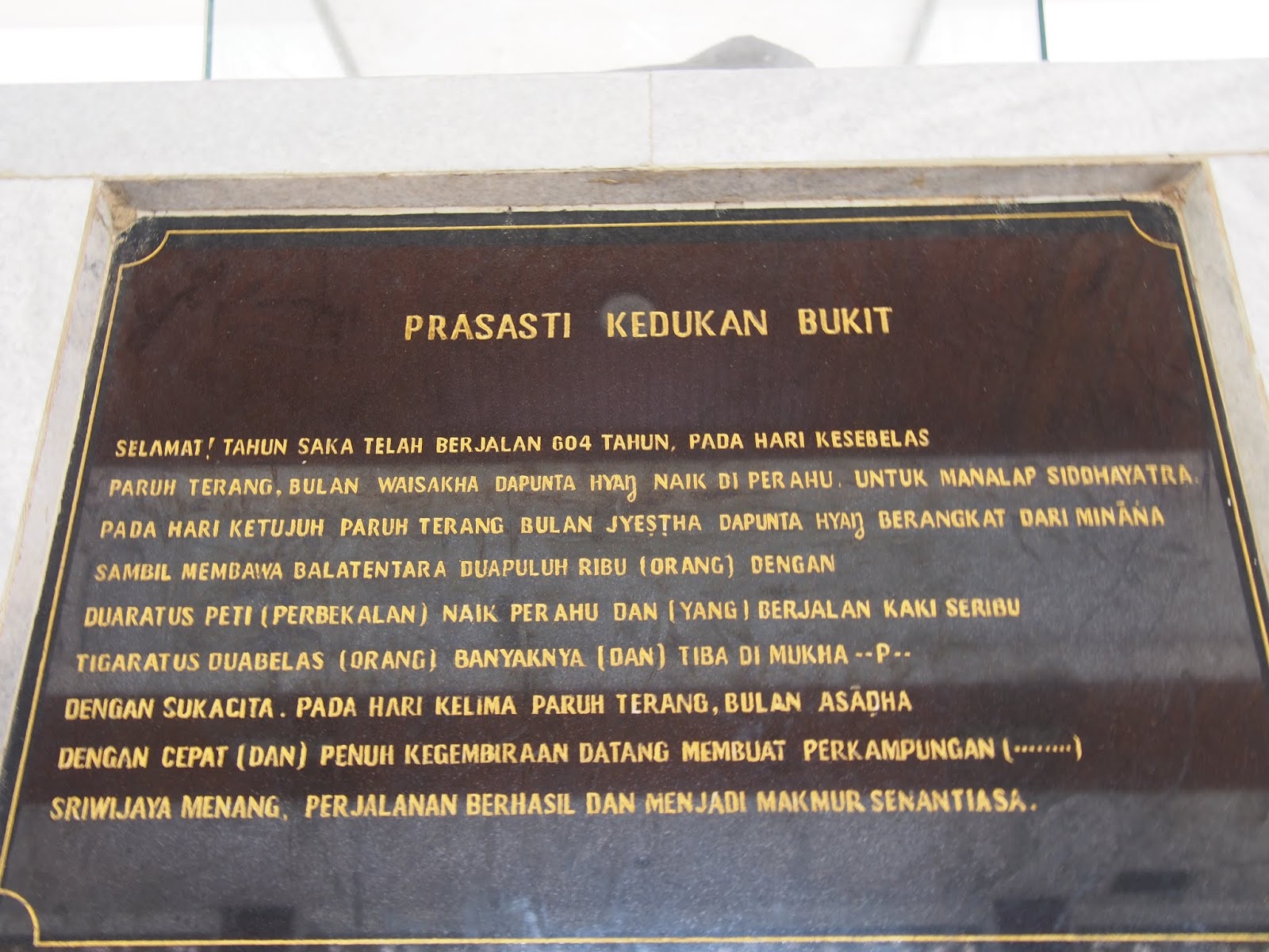 Terjemahan Prasasti Kedukan Bukit 