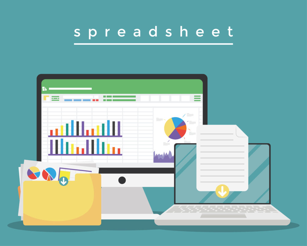 Ilustrasi diagram dan statistik di worksheet