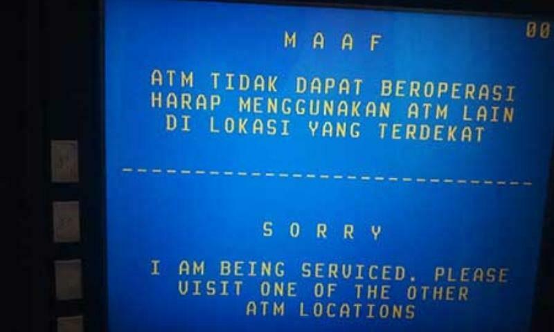 Mesin ATM BRI yang rusak