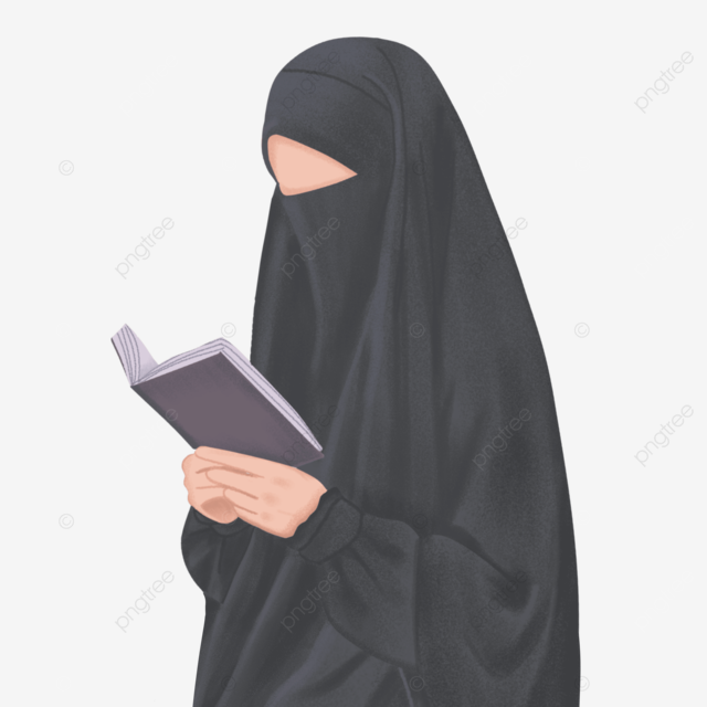 Muslimah In Black Niqob Reading A Book Read Muslimah Niqob PNG Transparent Clipart Image and PSD File for Free Download