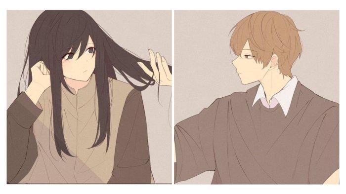 PP Couple Anime Terpisah membelai rambut