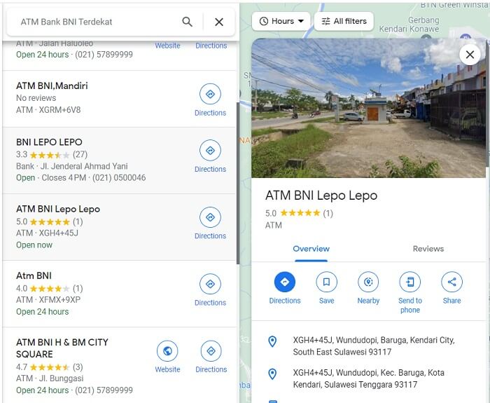 Cari ATM Bank BNI Terdekat Via Google Maps