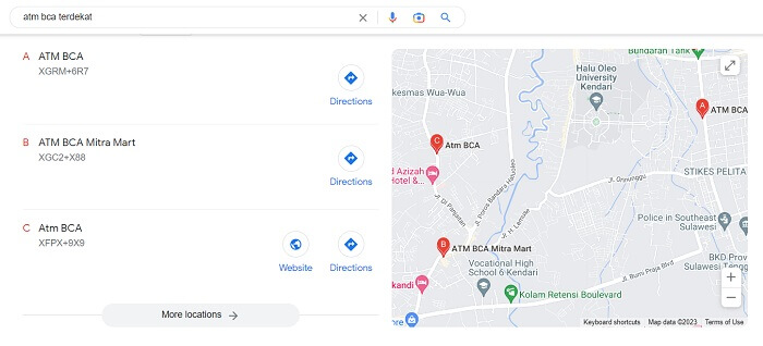 cara mencari atm bca terdekat lewat pencarian Google