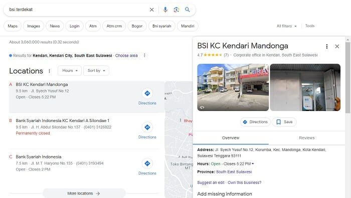 Cara Mencari BSI Terdekat Lewat Google