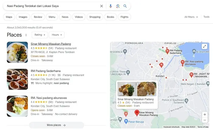 Cara Menemukan Restoran Nasi Padang Terdekat lewat Google