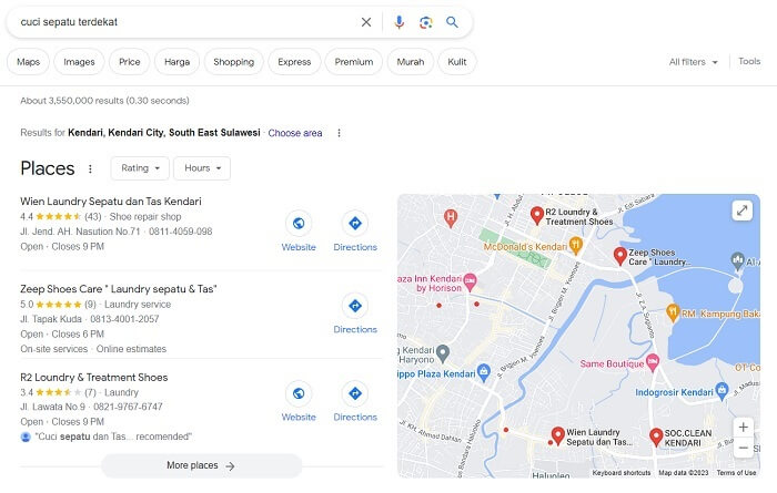 Cara Mencari Tempat Cuci Sepatu Terdekat Lewat Google