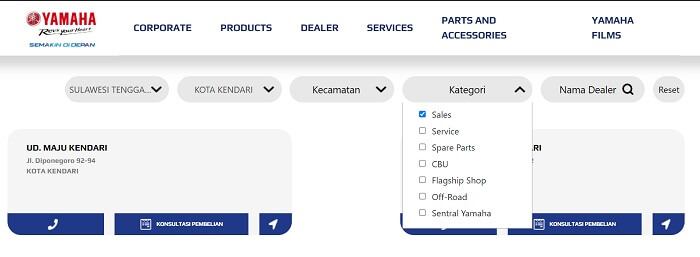 Cari Dealer Yamaha Terdekat Lewat Website
