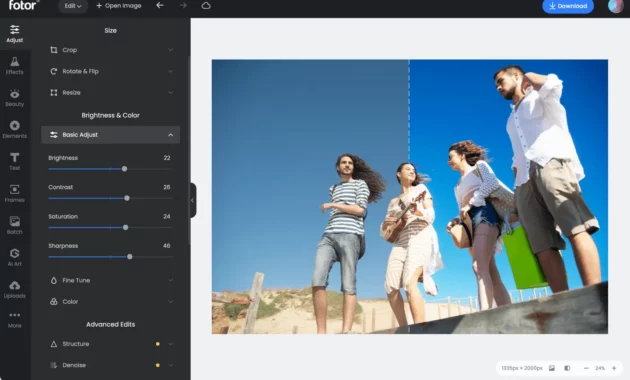 Online photo editor by Fotor