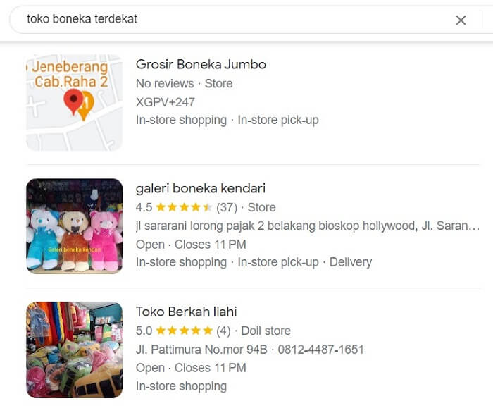 cara mencari toko boneka terdekat lewat google
