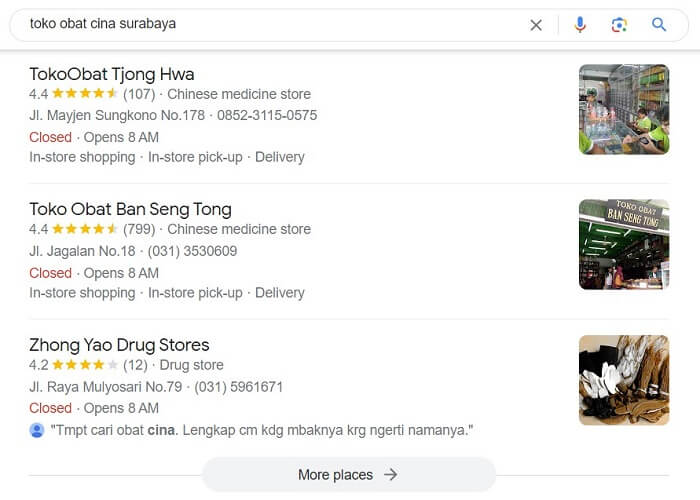 cara mencari toko obat cina terdekat lewat google search