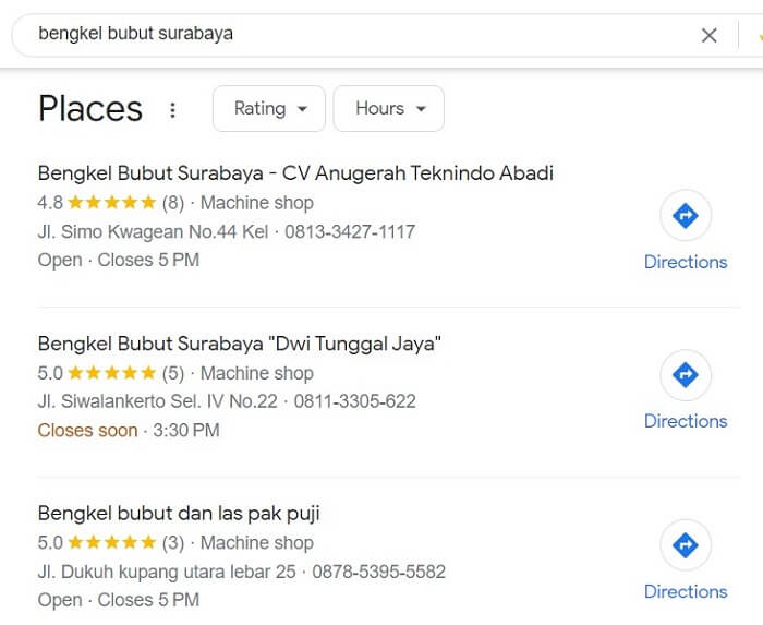 cara mencari bengkel bubut terdekat lewat google