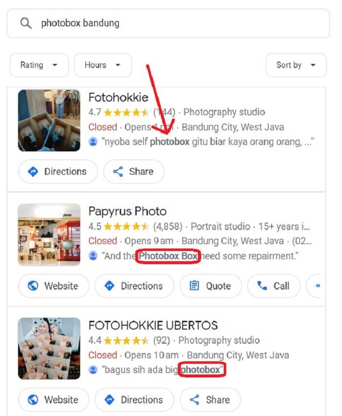 cara mencari photobox terdekat lewat Google
