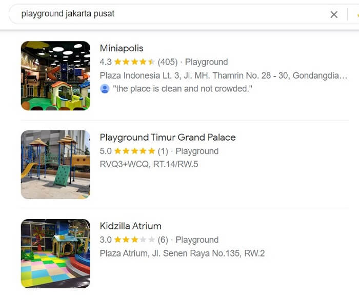 cara mencari playground terdekat lewat google