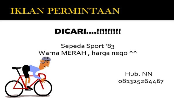 iklan permintaan barang